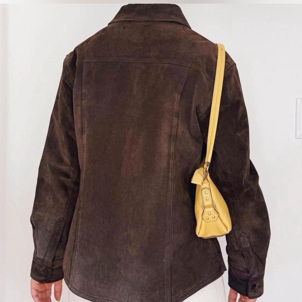 Vintage 90s Y2K brown genuine suede button up jacket - Picture 5 of 8